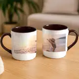 Kubek z Twojego zdjęcia z czarnym wnętrzem i uchem z Twoim nadrukiem