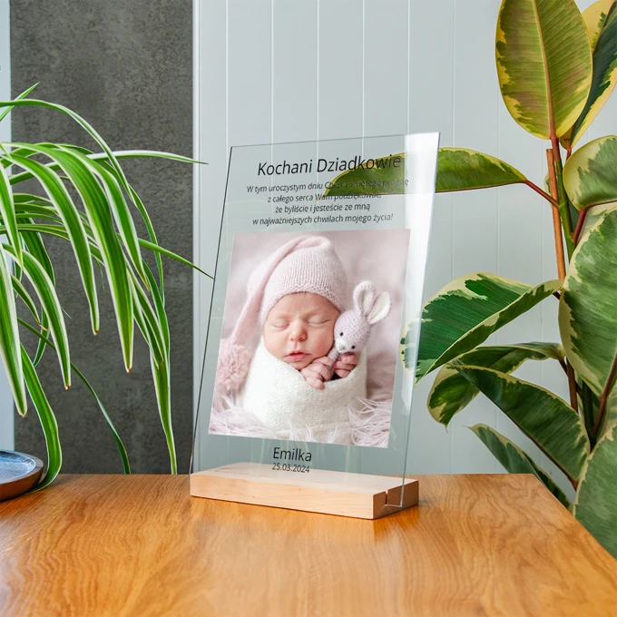 Podziękowania dla dziadków na chrzest dziecka ramka ze zdjęciem na szkle 21x30 cm