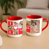 Personalizowany kubek z Twoich zdjeć na prezent dla chłopaka czerwone wnętrze