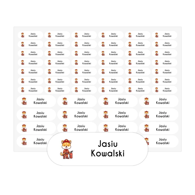 Imienne naprasowanki na odzież arkusz 58 sztuk strażak