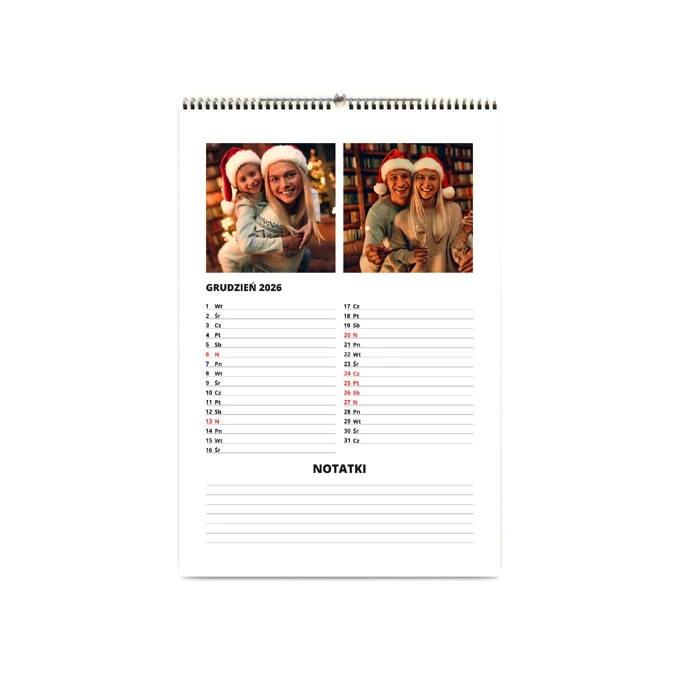 Fotokalendarz rodzinny notatnik wiszący A4 z Twoimi zdjęciami
