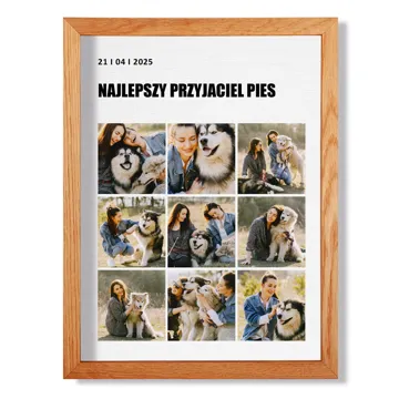 Prezent dla psiarza właściciela psa obraz ze zdjęć w drewnianej ramie kolaż z personalizacją na płótnie 30x40 cm