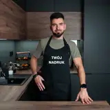 Fartuch kuchenny z Twoim nadrukiem czarny z tekstem logo