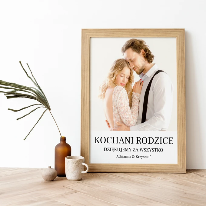 Podziękowania ślubne dla Rodziców plakat ze zdjęcia personalizacja tekstem 30x40 cm