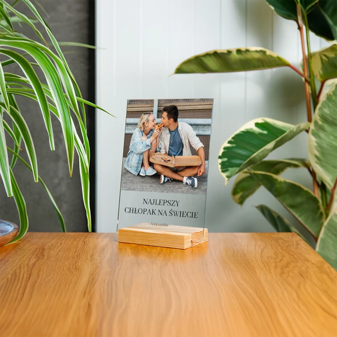 Personalizowany prezent na Dzień Chłopaka zdjęcia na szkle ramka 15x21 cm