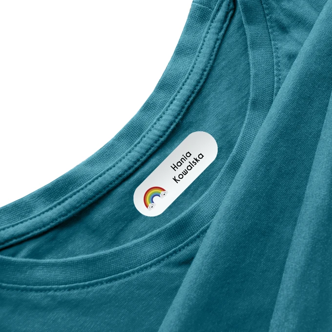 Arkusz naprasowanek dla dziecka z grafiką i imieniem na ubrania arkusz 58 sztuk tęcza