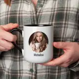 Kubek ze zdjęciem imieniem zabawny prezent dla niej z czarnym wnętrzem i uchem