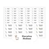 Naklejki imienne imię nazwisko na kredki do przedszkola lama arkusz 58 sztuk