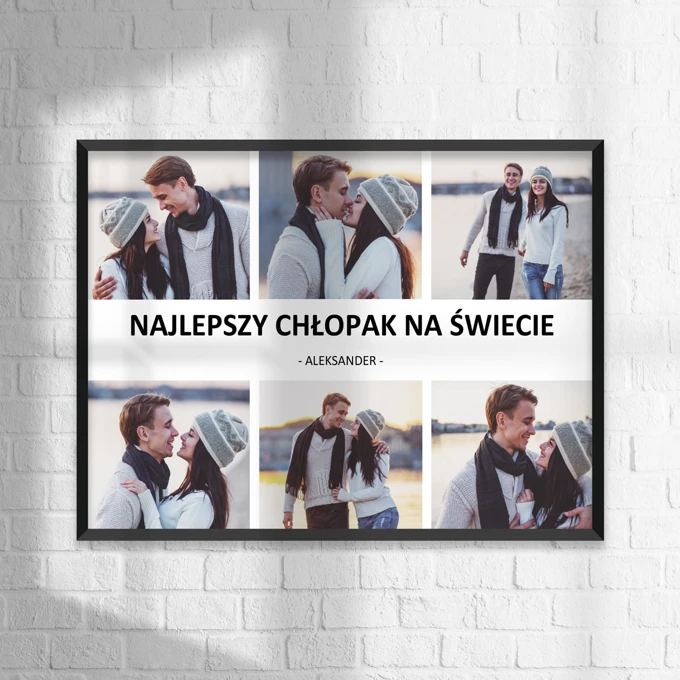 Kolaż zdjęć na prezent dla chłopaka plakat 50x70 cm personalizacja
