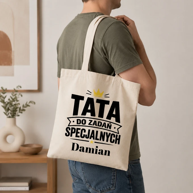 Torba na zakupy z nadrukiem imieniem dla Taty