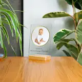 Statuetka ze zdjęciem na chrzest podziękowanie dla chrzestnych na szkle akrylowym 15x21 cm