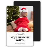 Moje Pierwsze Święta magnes ze zdjęciem i imieniem na lodówkę 7x10 cm wykończenie matowe