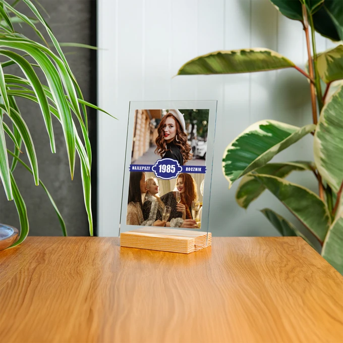 Zdjęcie na szkle akrylowym z dedykacją najlepszy rocznik 15x21 cm