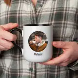 Zabawny prezent dla niego kubek ze zdjęciem imieniem czarne wnętrze ucho