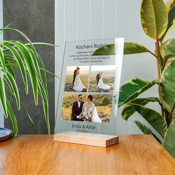 Podziękowanie dla rodziców ramka ze zdjęciem na szkle akrylowym 21x30 cm