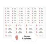 Naprasowanki imienne metki metki z imieniem zestaw 58 sztuk potworek różowy