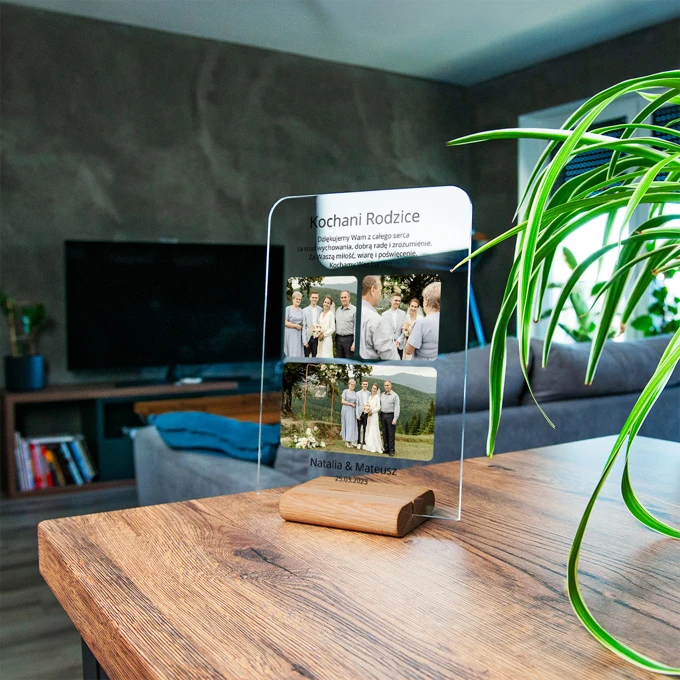 Podziękowanie dla rodziców ramka ze zdjęciem na szkle akrylowym A5
