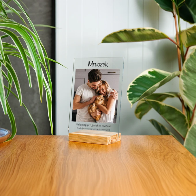 Druk na szkle ze zdjęciem Twojego kota prezent dla miłośników kotów 15x21 cm