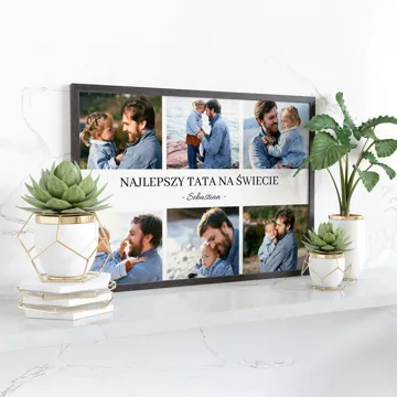 Plakat na Dzień Ojca ze zdjęciami Najlepszy Tata na Świecie 50x70 cm kolaż zdjęć
