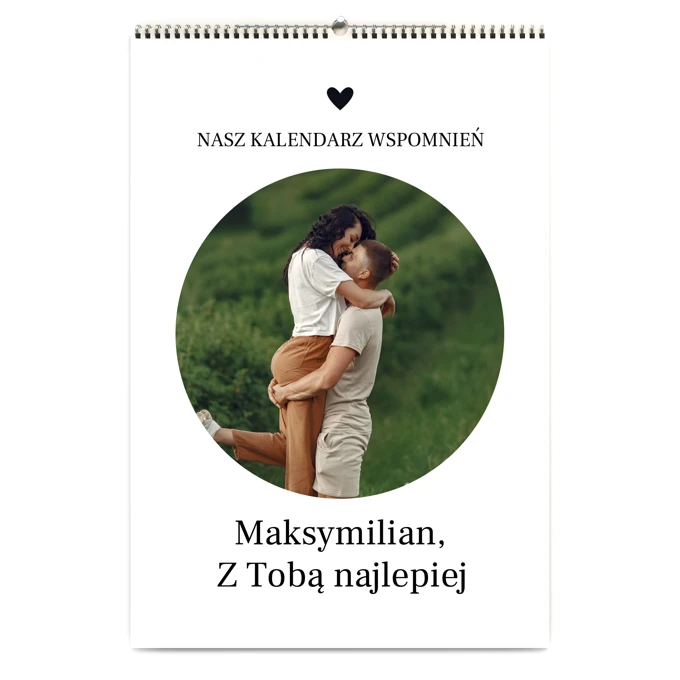 Kalendarz ścienny ze zdjęciami na prezent dla pary zakochanych A3 na spirali