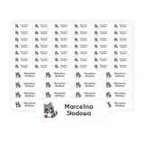 Naklejki na zeszyty przybory szkolne z imieniem dziecka szop arkusz 58 sztuk