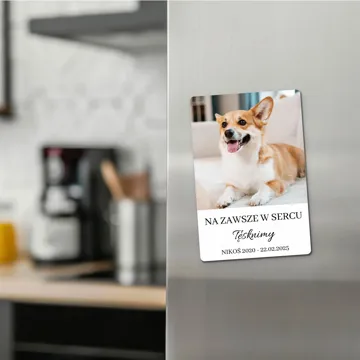 Magnes ze zdjęciem pamiątka po psie 10x15 cm wykończenie matowe