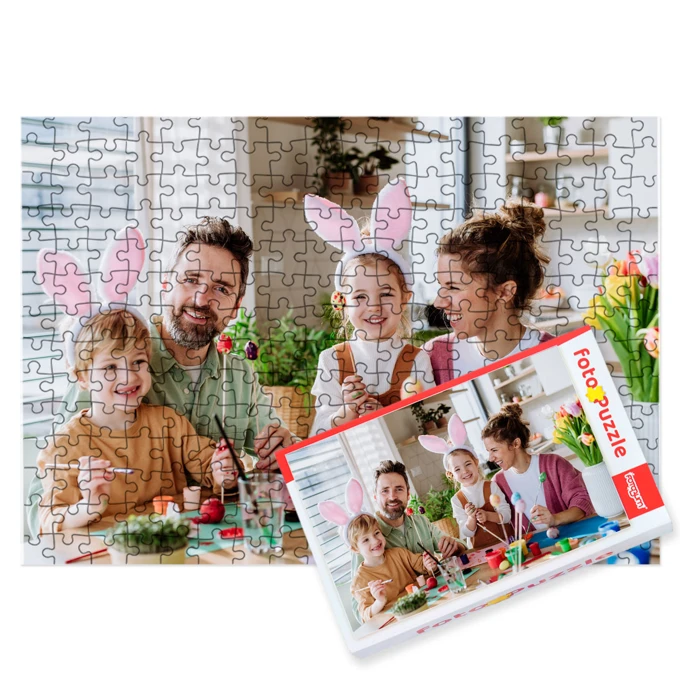Puzzle z Twojego zdjęcia na prezent Wielkanoc Zająca z pudełkiem 252 el.