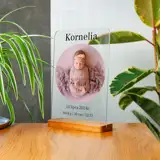 Druk na szkle prezent dla noworodka metryczka ze zdjęciem A4