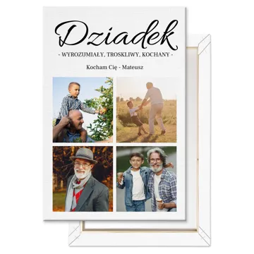 Obraz na płótnie kolaż ze zdjęć prezent na Dzień Dziadka dla Dziadka 40x60 cm