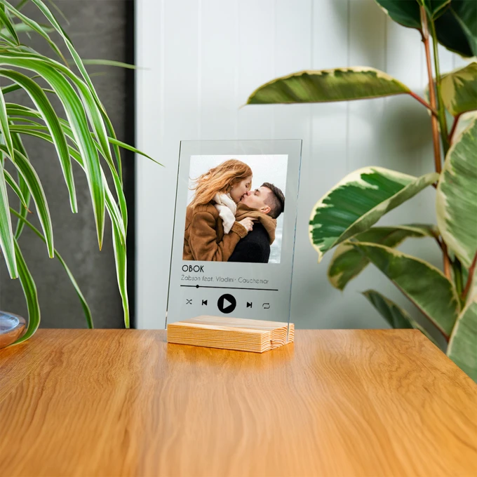 Ramka Spotify z Twoim zdjęciem na szkle akrylowym szkiełko muzyczne Twoja piosenka 15x21 cm