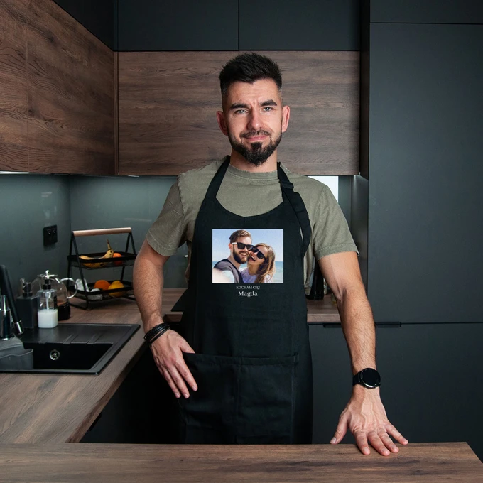 Fartuch kuchenny ze zdjęciem własnym nadrukiem i podpisem