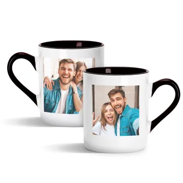 Kubek ze zdjęciem czarne ucho czarny środek personalizowany