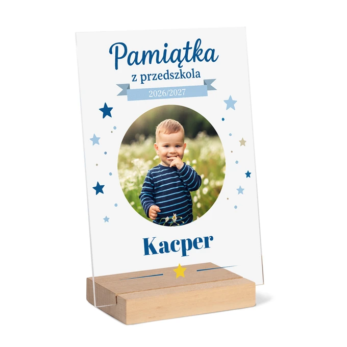 Personalizowana statuetka dla dziecka ze zdjęciem i imieniem pamiątka z przedszkola