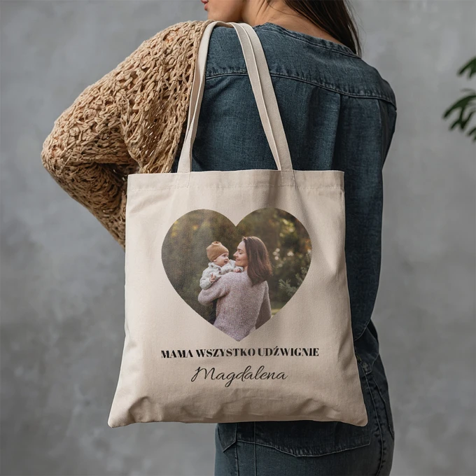 Prezent dla mamy personalizowana torba ze zdjęciem własnym nadrukiem
