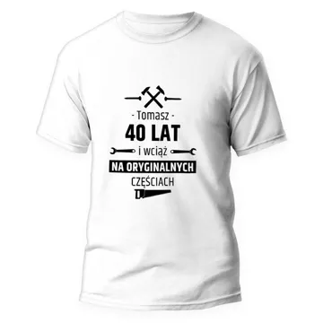 Koszulka z nadrukiem imieniem wiek oryginalne części męska biała rozm. 3XL