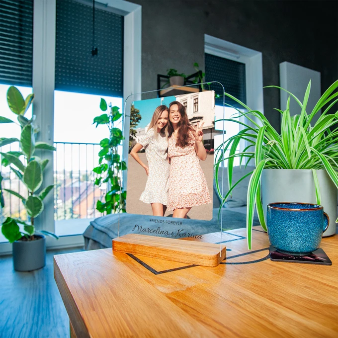 Statuetka podziękowanie dla przyjaciółki ze zdjęciem na szkle akrylowym  A4
