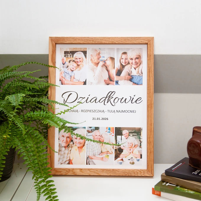 Personalizowany obraz dla Babci i Dziadka na płótnie 30x40 cm w drewnianej ramie