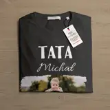 Personalizowana koszulka dla taty ze zdjęciem i imieniem czarna męska