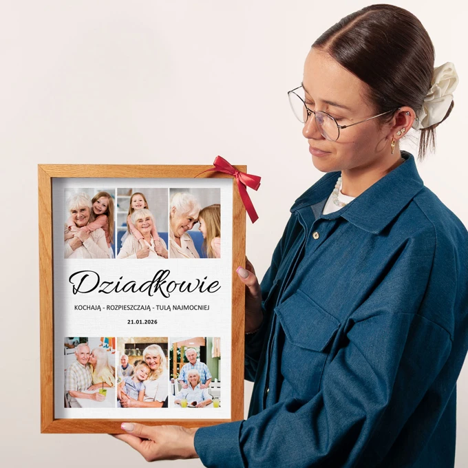 Personalizowany obraz dla Babci i Dziadka na płótnie 30x40 cm w drewnianej ramie