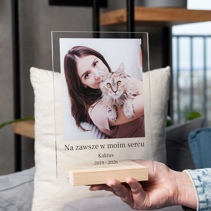 Statuetka ze zdjęciem pamiątka po kocie 15x21 cm