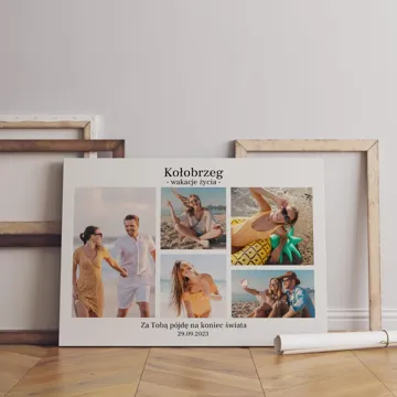 Obraz na płótnie kolaż ze zdjęć z podpisem 60x40 cm