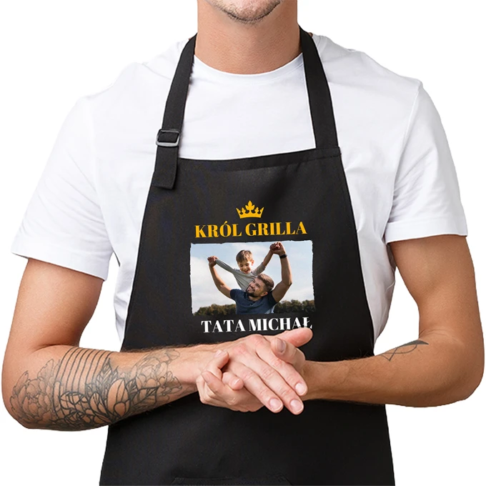 Personalizowany fartuch na grilla dla Taty ze zdjęciem i imieniem