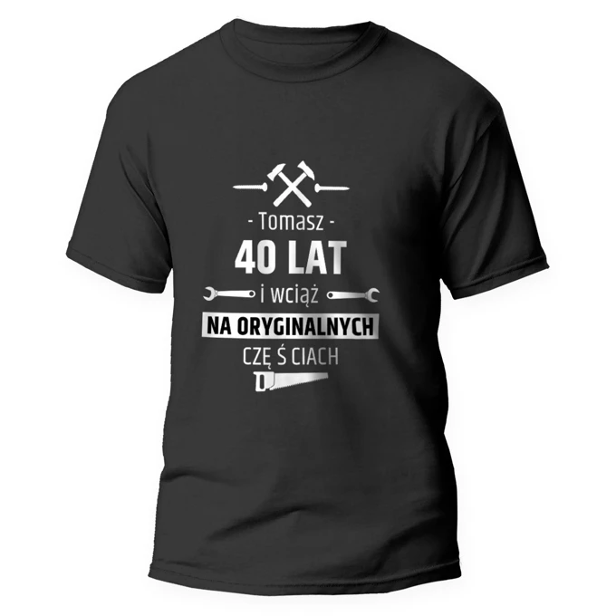 Koszulka z nadrukiem imieniem wiek oryginalne części męska czarna rozm. 3XL