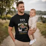 Personalizowana koszulka dla taty ze zdjęciem i imieniem czarna męska