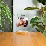 Prezent na Pierwszy Dzień Taty wydruk zdjęcia na szkle akrylowym z dedykacją 21x15 cm