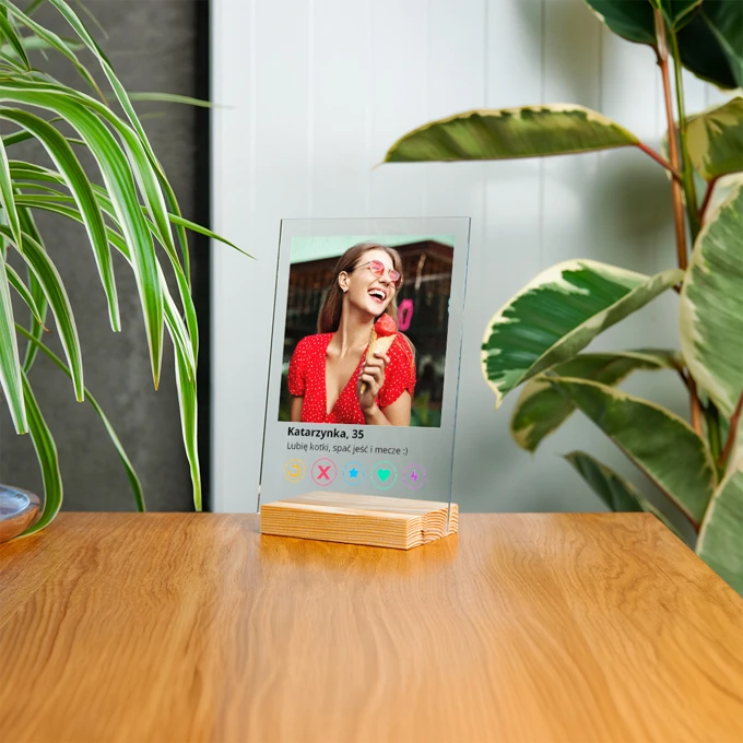 Ramka Tinder z Twoim zdjęciem na szkle akrylowym 15x21 cm