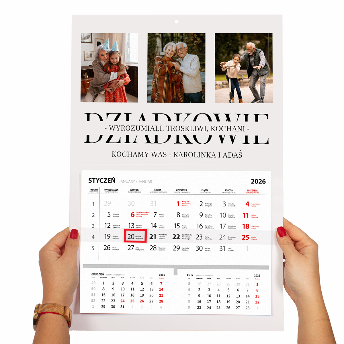 Fotokalendarz na prezent dla Dziadków duży format z wyrywanym kalendarium