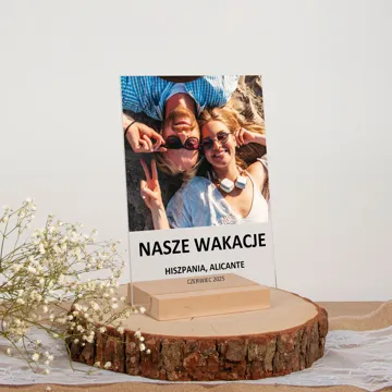Zdjęcie z wakacji na szkle ramka 15x21 cm z Twoim podpisem