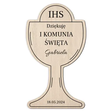 Magnes na komunię podziękowania dla gości drewniana hostia