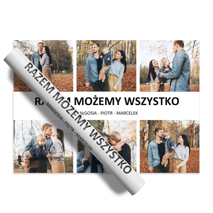 Plakat kolaż ze zdjęć Rodzina personalizacja imiona 50x70 cm